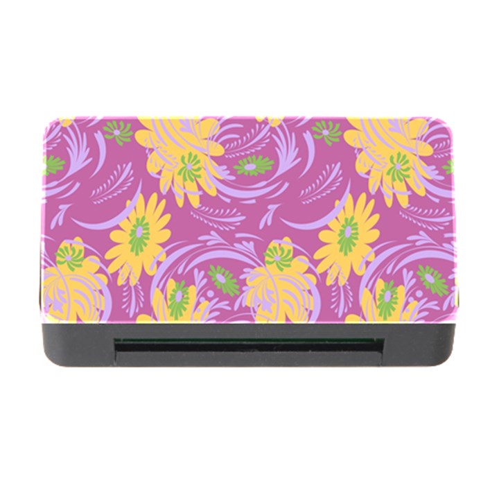 Folk floral pattern. Abstract flowers surface design. Seamless pattern Memory Card Reader with CF