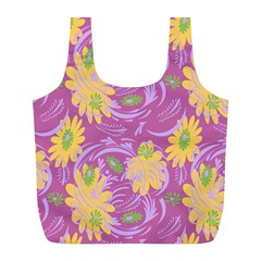 Folk Floral Pattern  Abstract Flowers Surface Design  Seamless Pattern Full Print Recycle Bag (l) by Eskimos