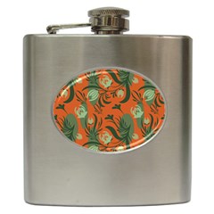 Folk Floral Pattern  Abstract Flowers Surface Design  Seamless Pattern Hip Flask (6 Oz) by Eskimos