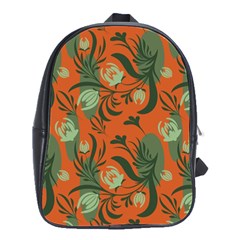 Folk Floral Pattern  Abstract Flowers Surface Design  Seamless Pattern School Bag (large) by Eskimos