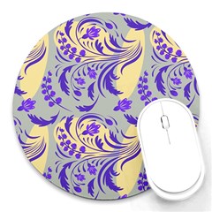 Folk Floral Pattern  Abstract Flowers Surface Design  Seamless Pattern Round Mousepads by Eskimos