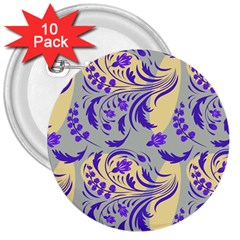 Folk Floral Pattern  Abstract Flowers Surface Design  Seamless Pattern 3  Buttons (10 Pack)  by Eskimos