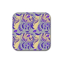 Folk Floral Pattern  Abstract Flowers Surface Design  Seamless Pattern Rubber Coaster (square)  by Eskimos