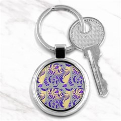 Folk Floral Pattern  Abstract Flowers Surface Design  Seamless Pattern Key Chain (round) by Eskimos