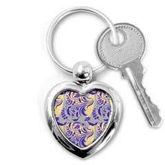 Folk Floral Pattern  Abstract Flowers Surface Design  Seamless Pattern Key Chain (heart) by Eskimos