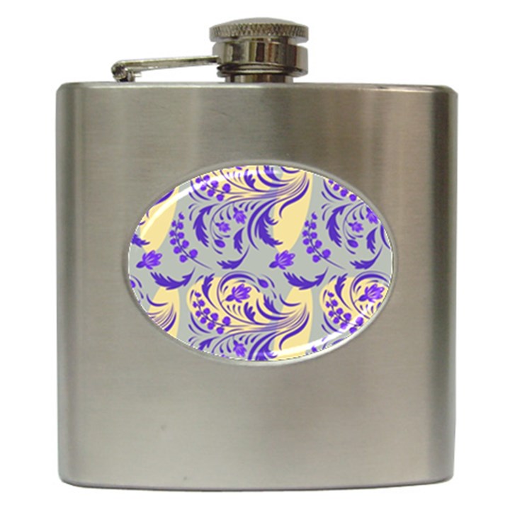 Folk floral pattern. Abstract flowers surface design. Seamless pattern Hip Flask (6 oz)