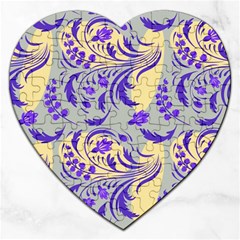 Folk Floral Pattern  Abstract Flowers Surface Design  Seamless Pattern Jigsaw Puzzle (heart)