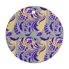 Folk Floral Pattern  Abstract Flowers Surface Design  Seamless Pattern Round Ornament (two Sides) by Eskimos