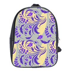 Folk Floral Pattern  Abstract Flowers Surface Design  Seamless Pattern School Bag (large) by Eskimos