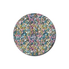 Multicolored Watercolor Stones Rubber Round Coaster (4 Pack)  by SychEva