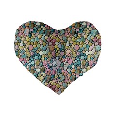 Multicolored Watercolor Stones Standard 16  Premium Heart Shape Cushions by SychEva