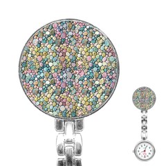 Multicolored Watercolor Stones Stainless Steel Nurses Watch by SychEva