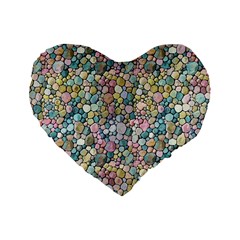 Multicolored Watercolor Stones Standard 16  Premium Flano Heart Shape Cushions by SychEva