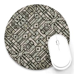 Tribal Geometric Grunge Print Round Mousepads by dflcprintsclothing