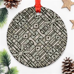 Tribal Geometric Grunge Print Ornament (round) by dflcprintsclothing