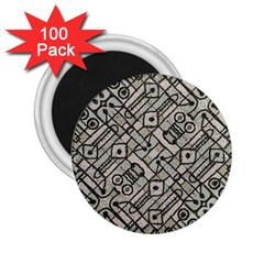 Tribal Geometric Grunge Print 2 25  Magnets (100 Pack) 