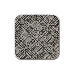 Tribal Geometric Grunge Print Rubber Square Coaster (4 Pack)  by dflcprintsclothing