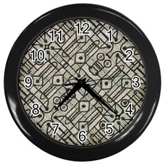 Tribal Geometric Grunge Print Wall Clock (black) by dflcprintsclothing