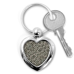 Tribal Geometric Grunge Print Key Chain (heart) by dflcprintsclothing