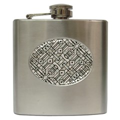 Tribal Geometric Grunge Print Hip Flask (6 Oz) by dflcprintsclothing