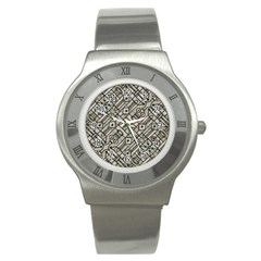 Tribal Geometric Grunge Print Stainless Steel Watch by dflcprintsclothing