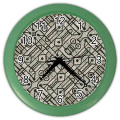 Tribal Geometric Grunge Print Color Wall Clock by dflcprintsclothing