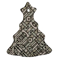 Tribal Geometric Grunge Print Christmas Tree Ornament (two Sides) by dflcprintsclothing