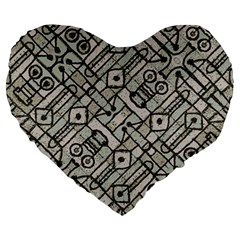 Tribal Geometric Grunge Print Large 19  Premium Heart Shape Cushions