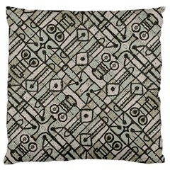 Tribal Geometric Grunge Print Large Flano Cushion Case (one Side)