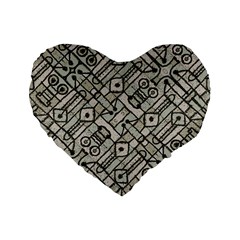 Tribal Geometric Grunge Print Standard 16  Premium Flano Heart Shape Cushions