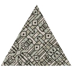 Tribal Geometric Grunge Print Wooden Puzzle Triangle