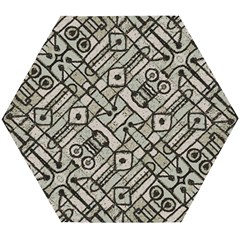 Tribal Geometric Grunge Print Wooden Puzzle Hexagon by dflcprintsclothing