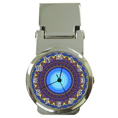 Blue Violet Midnight Sun Mandala Boho Hipppie Money Clip Watch