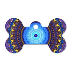 Blue Violet Midnight Sun Mandala Boho Hipppie Dog Tag Bone (one Side)