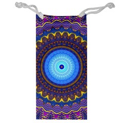 Blue Violet Midnight Sun Mandala Boho Hipppie Jewelry Bag