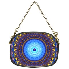 Blue Violet Midnight Sun Mandala Boho Hipppie Chain Purse (one Side) by CrypticFragmentsDesign