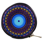 Blue Violet Midnight Sun Mandala Boho Hipppie Mini Makeup Bag Front