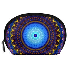 Blue Violet Midnight Sun Mandala Boho Hipppie Accessory Pouch (large)