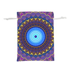 Blue Violet Midnight Sun Mandala Boho Hipppie Lightweight Drawstring Pouch (m) by CrypticFragmentsDesign