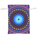 Blue Violet Midnight Sun Mandala Boho Hipppie  Lightweight Drawstring Pouch (XL) Front