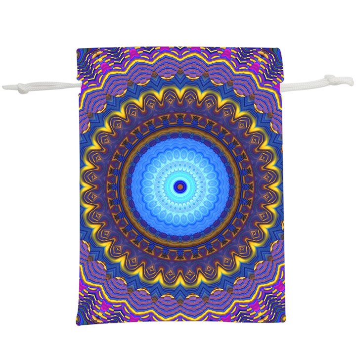 Blue Violet Midnight Sun Mandala Boho Hipppie  Lightweight Drawstring Pouch (XL)