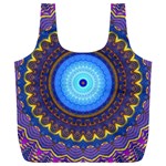 Blue Violet Midnight Sun Mandala Boho Hipppie Full Print Recycle Bag (XXXL) Front