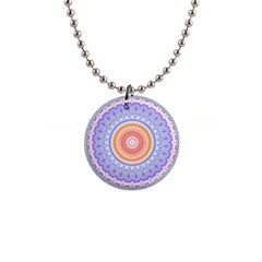 Pretty Pastel Boho Hippie Mandala 1  Button Necklace by CrypticFragmentsDesign