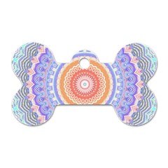 Pretty Pastel Boho Hippie Mandala Dog Tag Bone (two Sides) by CrypticFragmentsDesign