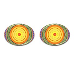 Neon Calliope Kaleidoscope Mandala Cufflinks (oval) by CrypticFragmentsDesign