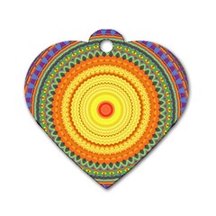 Neon Calliope Kaleidoscope Mandala Dog Tag Heart (one Side) by CrypticFragmentsDesign