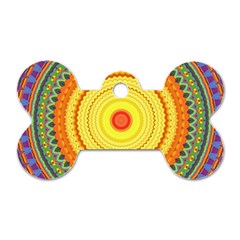 Neon Calliope Kaleidoscope Mandala Dog Tag Bone (one Side) by CrypticFragmentsDesign