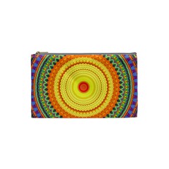 Neon Calliope Kaleidoscope Mandala Cosmetic Bag (small) by CrypticFragmentsDesign