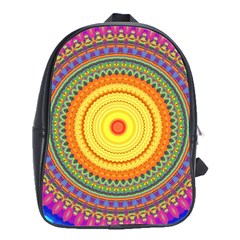 Neon Calliope Kaleidoscope Mandala School Bag (large) by CrypticFragmentsDesign