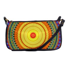 Neon Calliope Kaleidoscope Mandala Shoulder Clutch Bag by CrypticFragmentsDesign